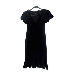 White House Black Market Ruffled Trim V Neck Dress